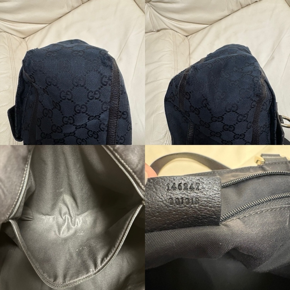 VTG GUCCI ABBEY Tote Bag Pockets Black GG Canvas GHW Leather Trim - Picture 6 of 13